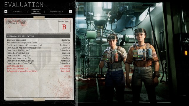 The player receiving a B on a trial in The Outlast Trials.