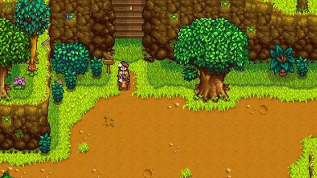 The player riding their horse near the pat the earthquake opened in Stardew Valley.