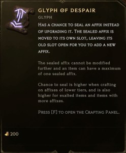 Glyph of Despair description in Last Epoch.