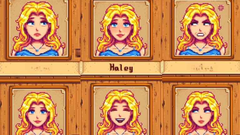 Haley expressing different emotions in Stardew Valley.