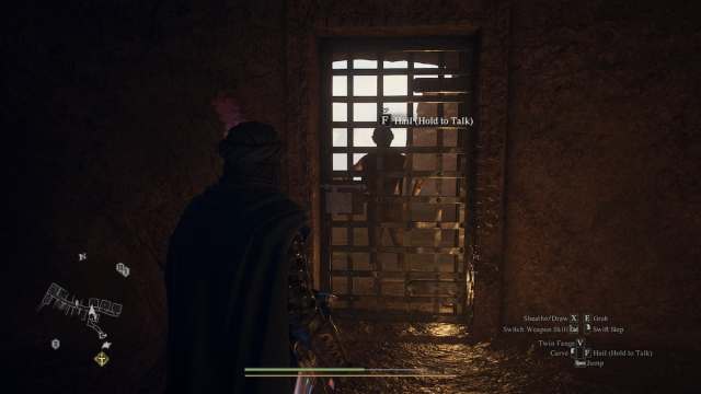 Hugo standing in the jail cell in Dragon's Dogma 2.