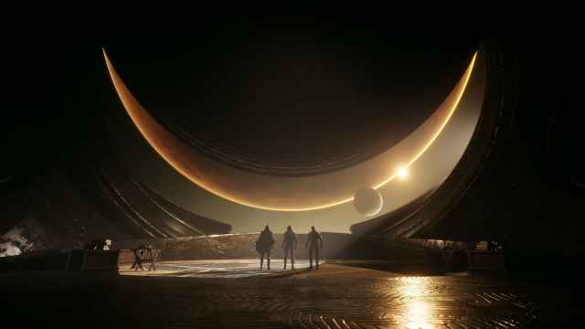 Dune: Awakening screenshot featuring planets in eclipse formation