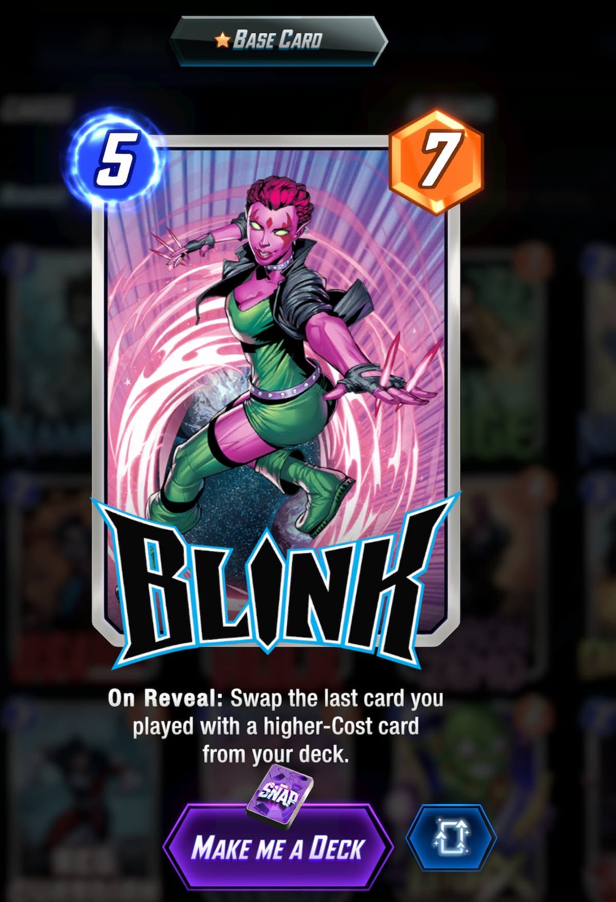 Blink Marvel Snap card