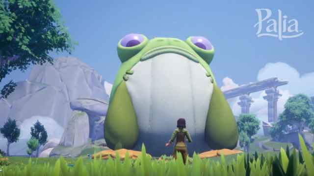 A giant Frogbert is staring at a player