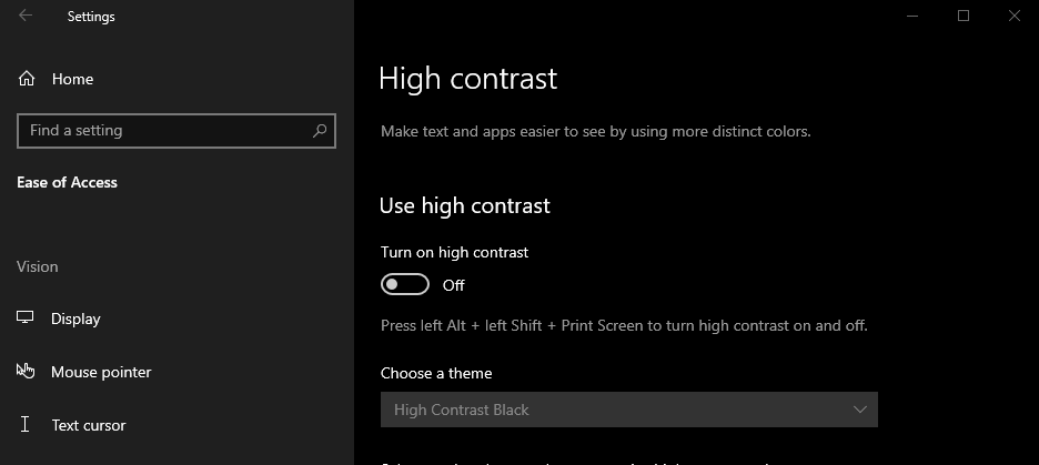 High-Contrast Mode in Windows