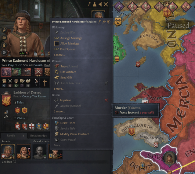 Murder scheme option in Crusader Kings 3.