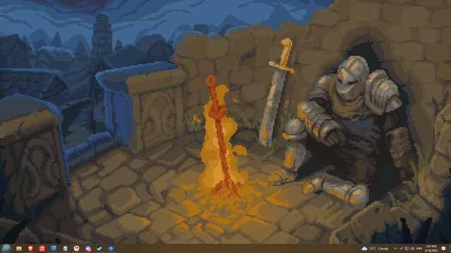 Dark Souls soldier sitting next to a bonfire.