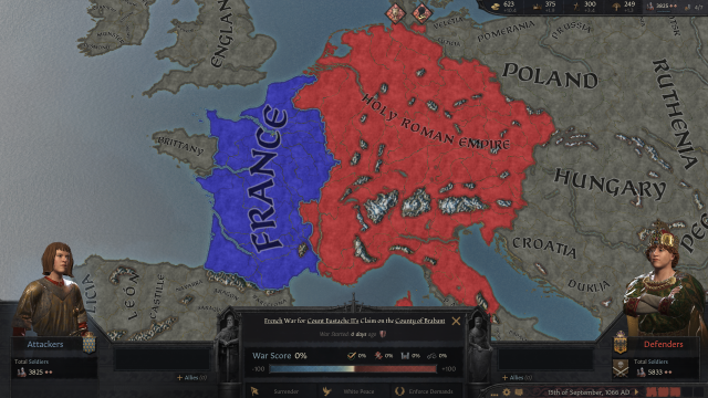 War screen in Crusader Kings 3.