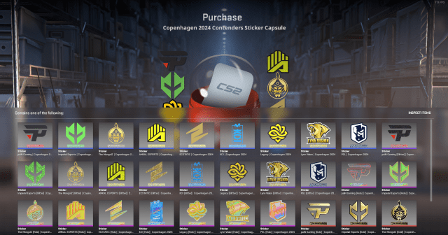 A screenshot of the contents of a sticker capsule for the PGL Copenhagen Major.