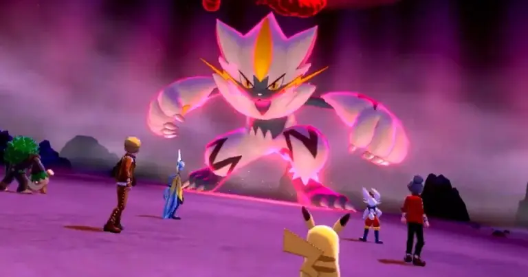 The shiny form of Zeraora in battle