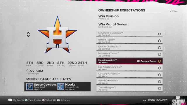 MLB The Show 24 Houston Astros ranks