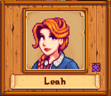 Leah in Winter in Stardew Valley.