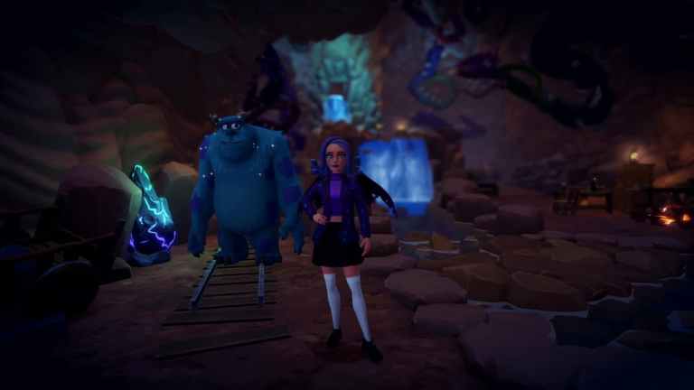 The player standing with Sulley in the Vitalys Mine.