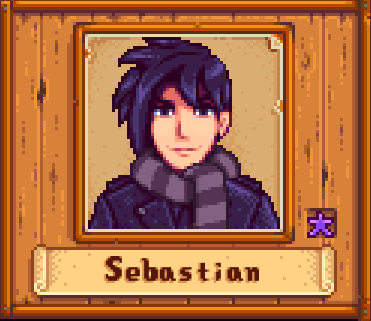 Sebastian in Winter in Stardew Valley.