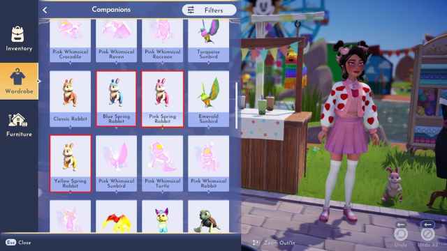 All unlockable Spring Rabbits in Disney Dreamlight Valley.