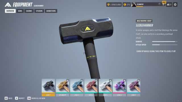 Sledgehammer weapon overview screen in THE FINALS