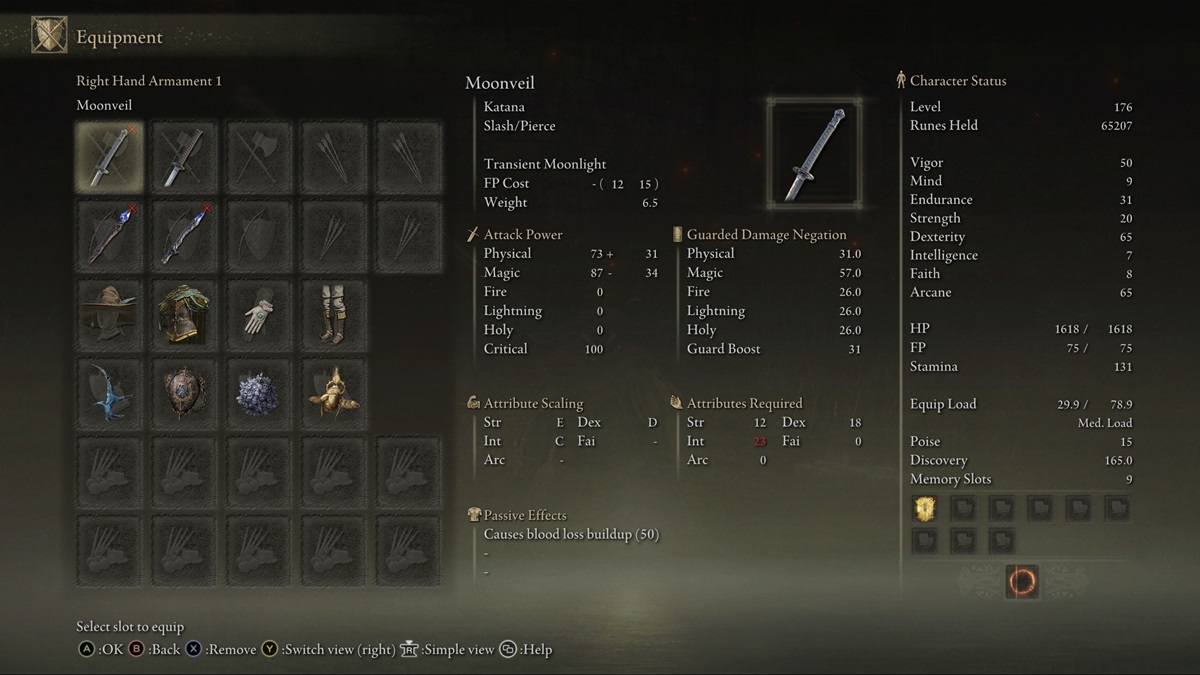 Moonveil weapon in Elden Ring.