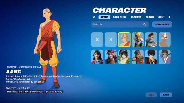 Aang in Fortnite.