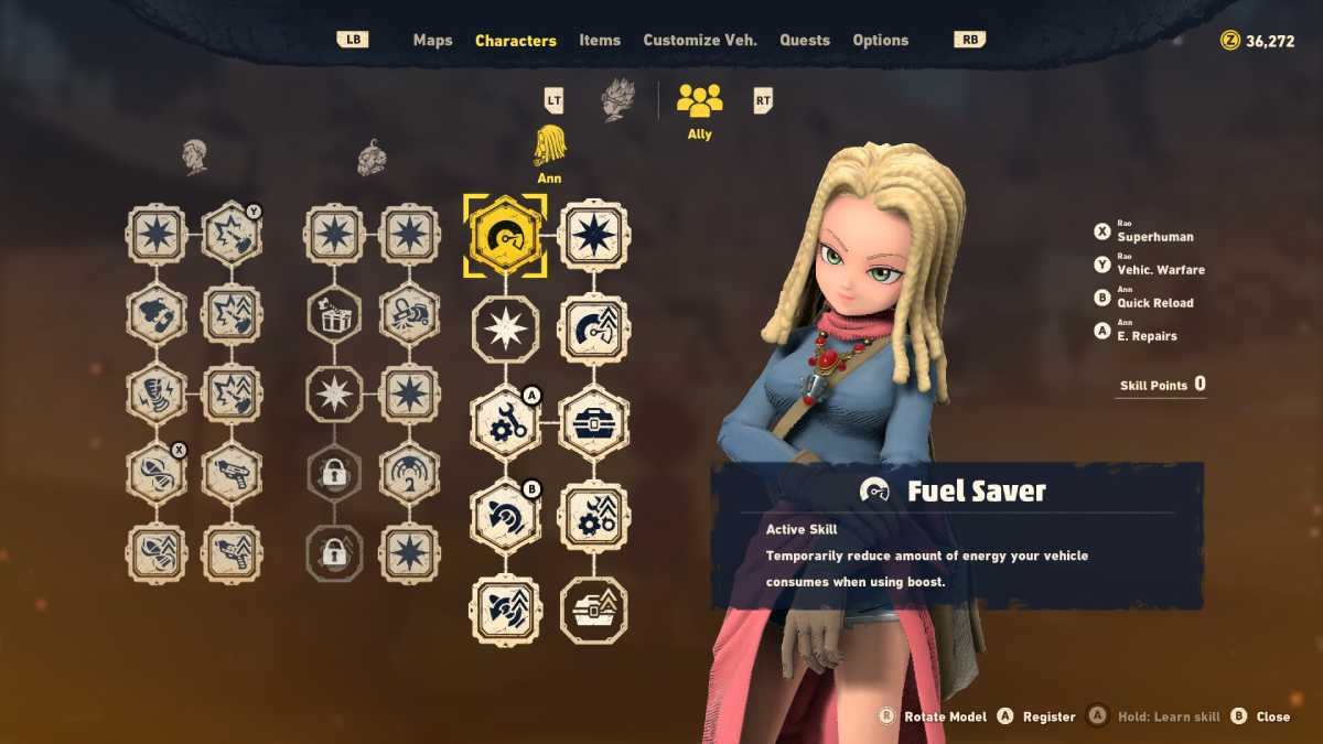 Ann's Skill Tree in Sand Land.