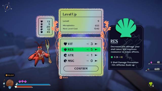 Another Crab's Treasure status showing Resistance
