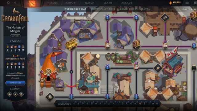 Dota 2 Crownfall Map view in the Dota client.