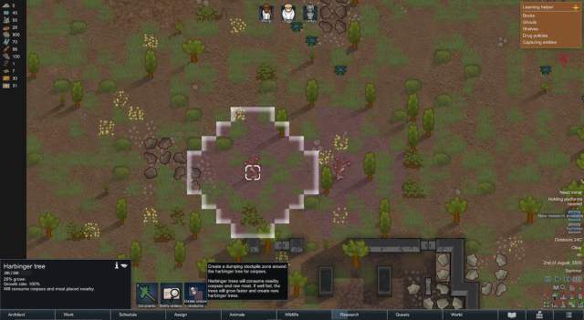 Feeding Harbinger Trees in Rimworld