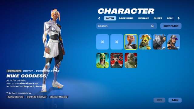 The Nike Goddess skin in Fortnite.