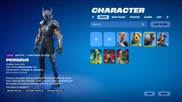 The Perseus skin in Fortnite.