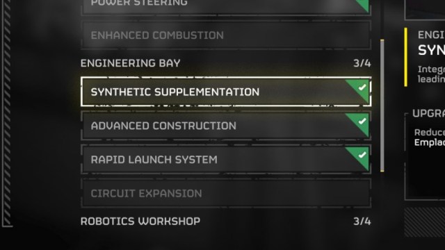 The Engineering Bay Ship Module upgrades in Helldivers 2.