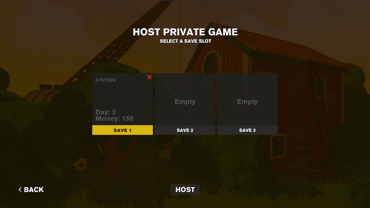 The lobby hosting screen in Content Warning.