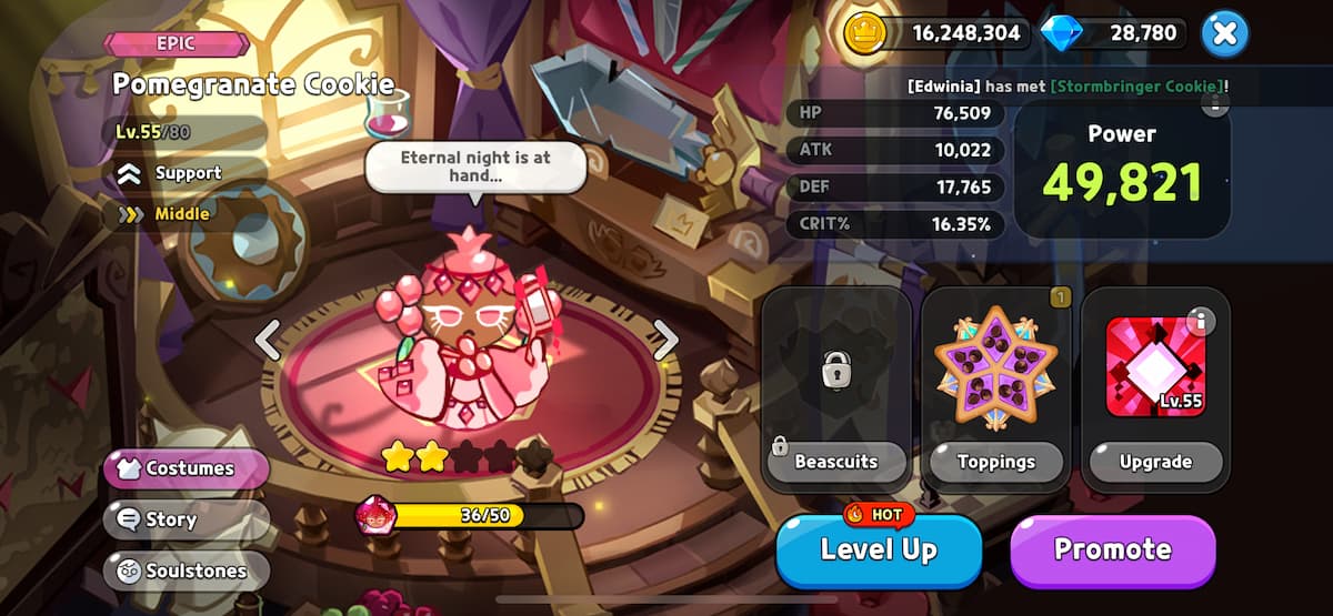 An in game image of Pomegranate Cookie from Cookie Run Kingdom