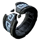 The Mark of the Destroyer, a black ring band with blue square-like designs across it, in Remnant 2.