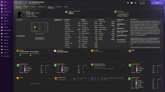 Shkodran Mustafi's page in Football Manager 2024.