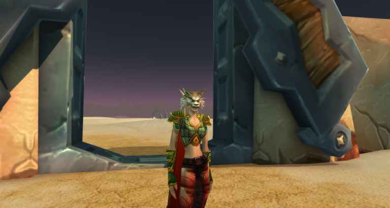 A Hunter wearing a wolf's head helmet in WoW Classic