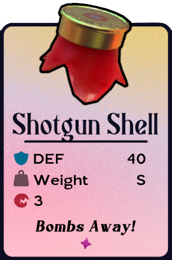 A red busted shotgun shell from Another Crab's treasure.