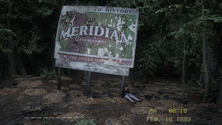 Meridian billboard in Silent Breath with body underneath it