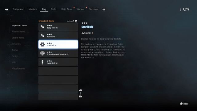 Omnibolt description in Bag