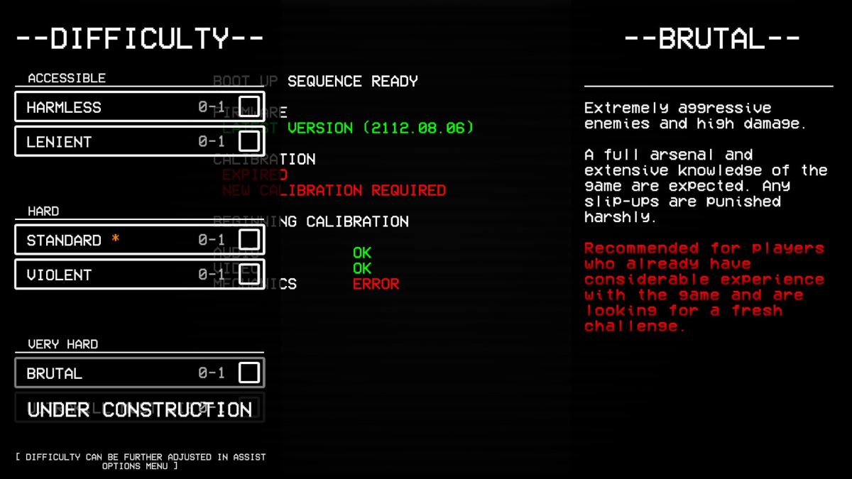 Brutal difficulty setting in ULTRAKILL