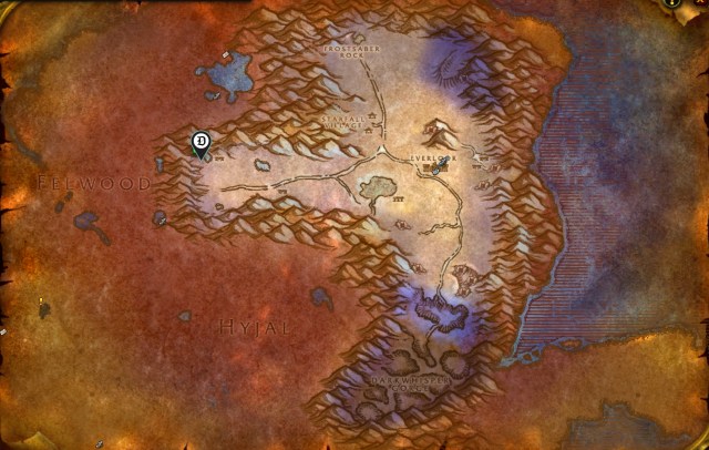 Map marker of the Winterfall Activity quest start area in Winterspring WoW Classic