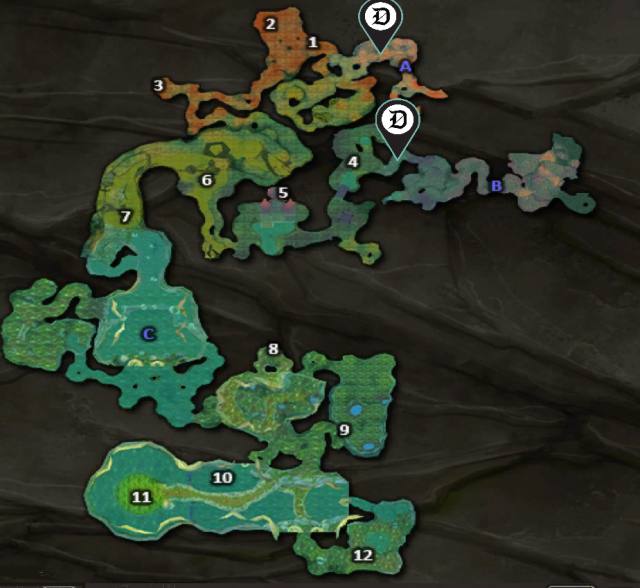 Locations of two Khans inside Maraudon