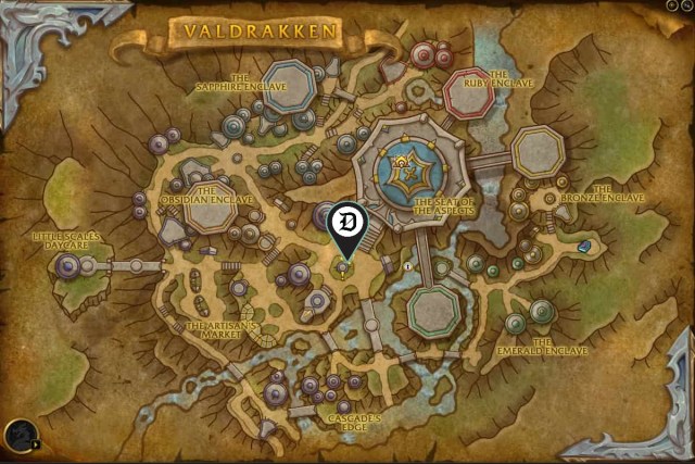 Map of Valdrakken, showing the exact location of Therazal