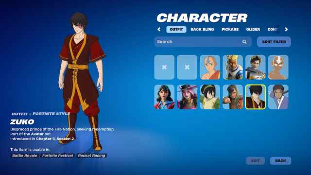 Zuko in Fortnite.