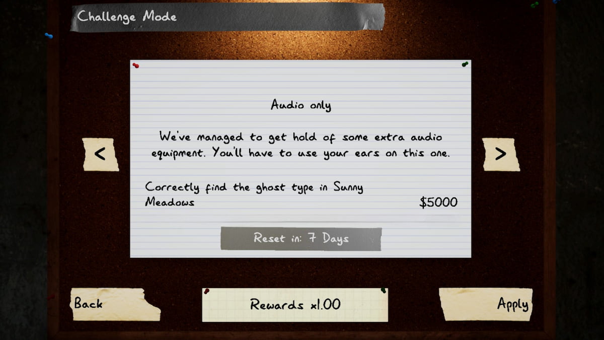 The description for the Audio Only challenge in Phasmophobia.