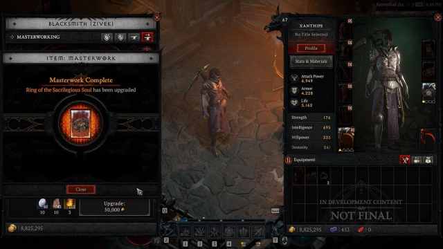 Diablo 4 season 4 PTR Masterworking menu