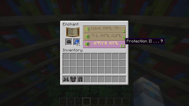 Enchanting a helmet in Minecraft.