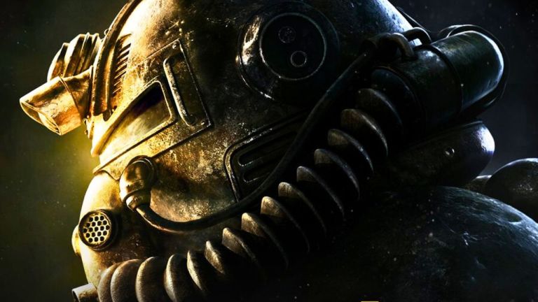 man wearing large metal helmet in fallout 76