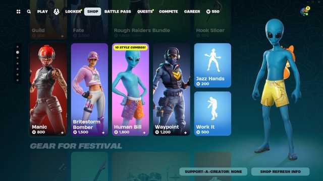 Human Bill skin in the Fortnite shop.