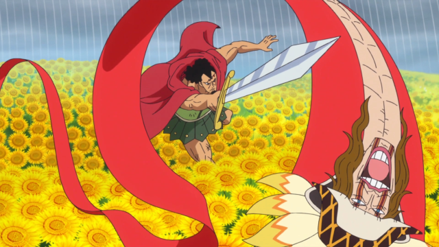 Kyros battles Diamante in One Piece during the Dressrosa arc.