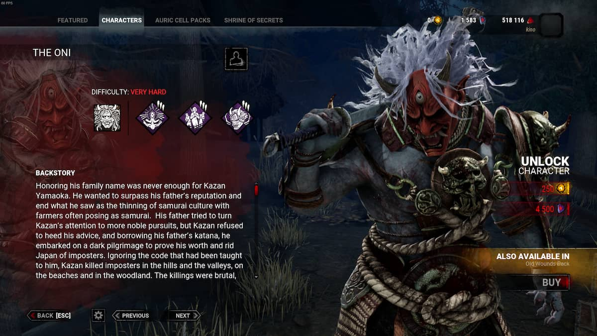 Kazan Yamaoka, or the Oni, in Dead by Daylight.