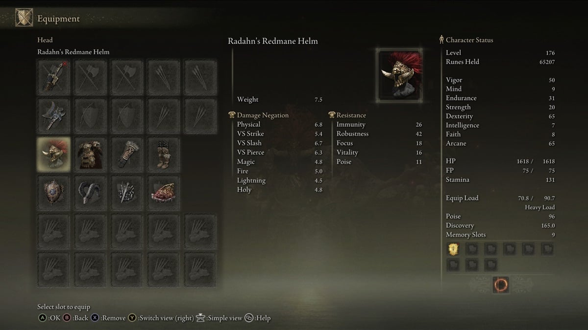 Radahn's Redmane Helm in Elden Ring.